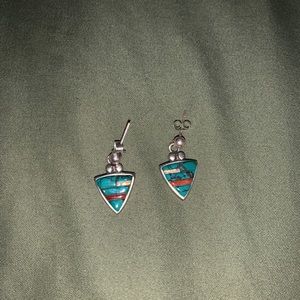 Turquoise, triangle earrings